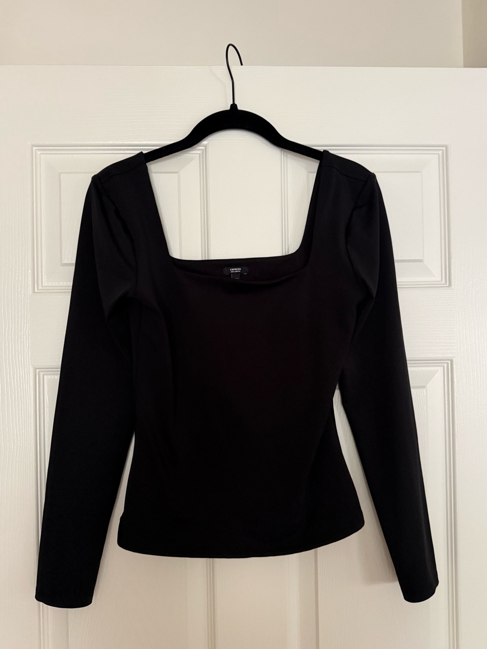 Express “Body Contour Collection” Black Long-Sleeve Square Neck Women's Top
